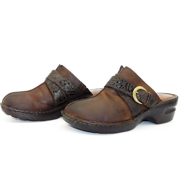 B.O.C. Brown Distressed Tooled Leather Clog - Picture 5 of 11